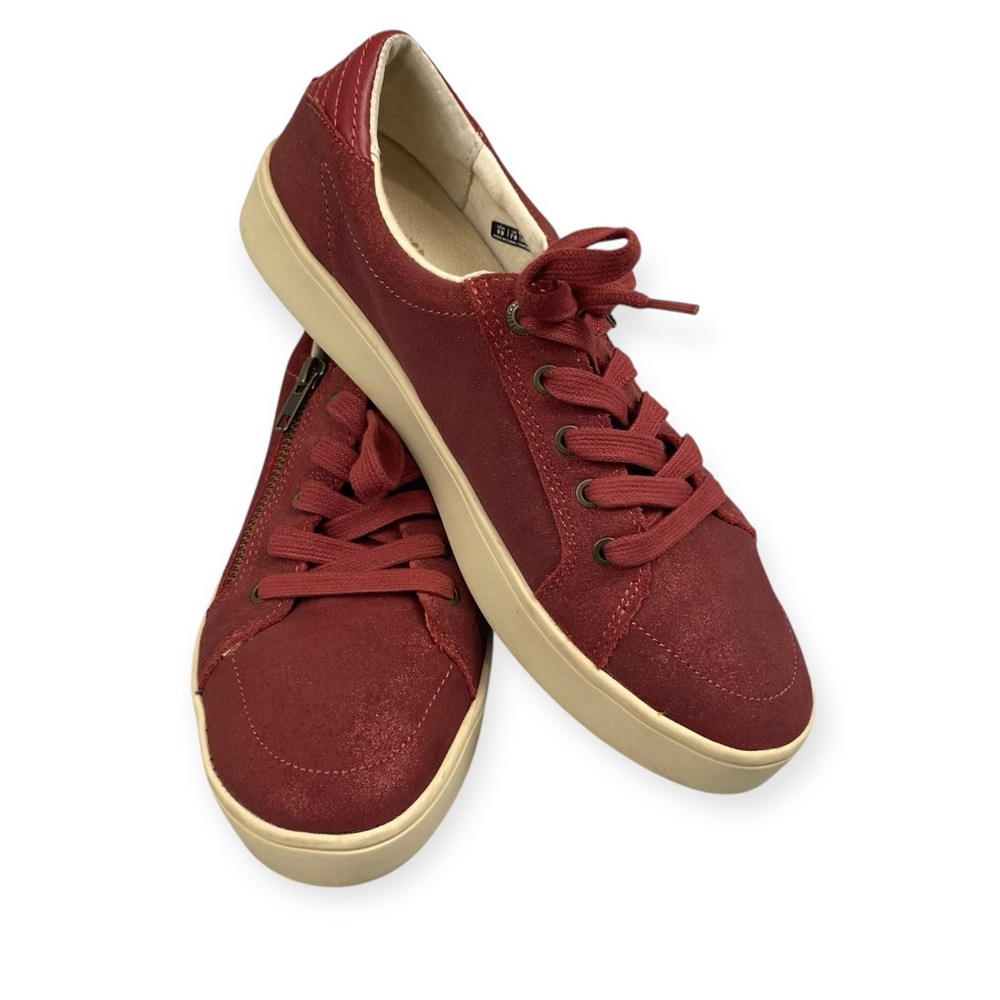 Revitalign Wrigley Low Top Rosewood Shimmer Slip-On Side Zip and Lace Up Size 9